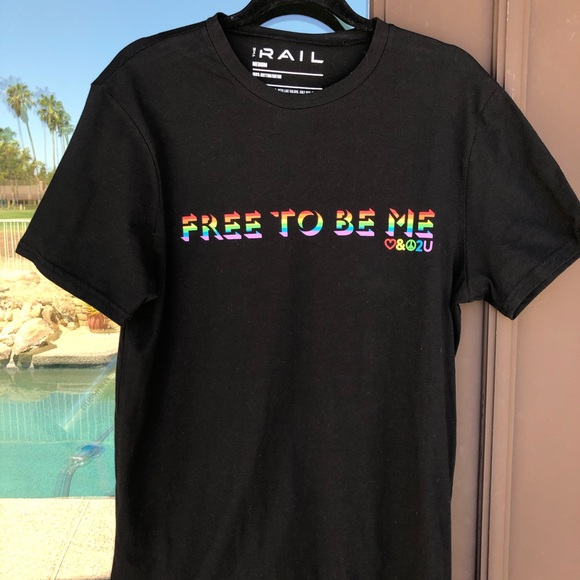 The Rail Other - Rail Pride Black with Rainbow Graphic Tee M